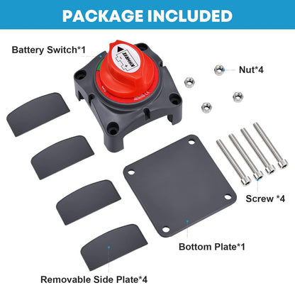 Kohree Battery Disconnect Switch, 12V-48V Battery Isolator Power Cut Off Master Switch Waterproof