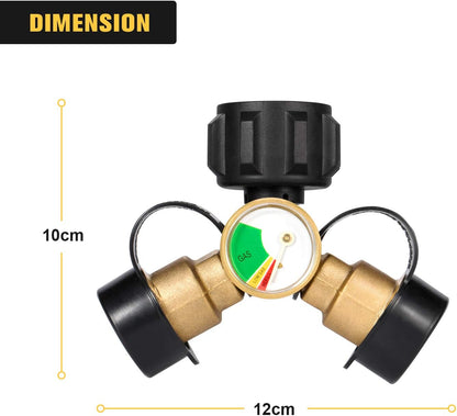 Kohree Propane Splitter, Propane Tank Y Splitter Adapter with Gauge