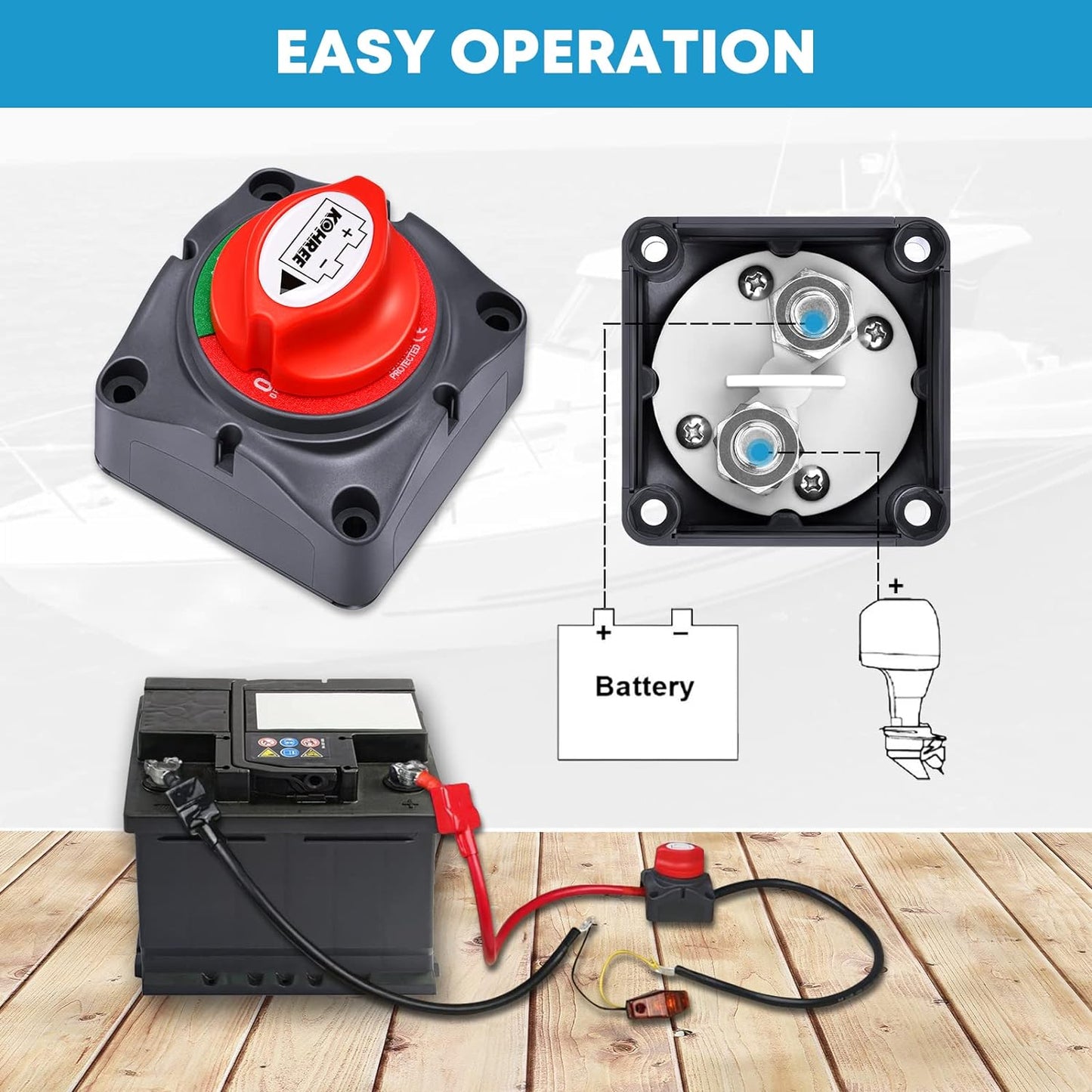 Kohree Battery Disconnect Switch, 12V-48V Battery Isolator Power Cut Off Master Switch Waterproof