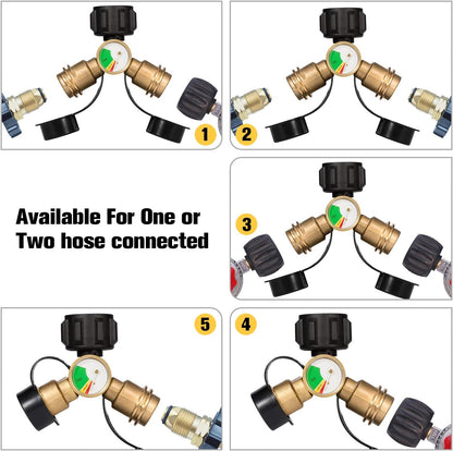 Kohree Propane Splitter, Propane Tank Y Splitter Adapter with Gauge