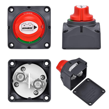 Kohree Battery Disconnect Switch, 12V-48V Battery Isolator Power Cut Off Master Switch Waterproof