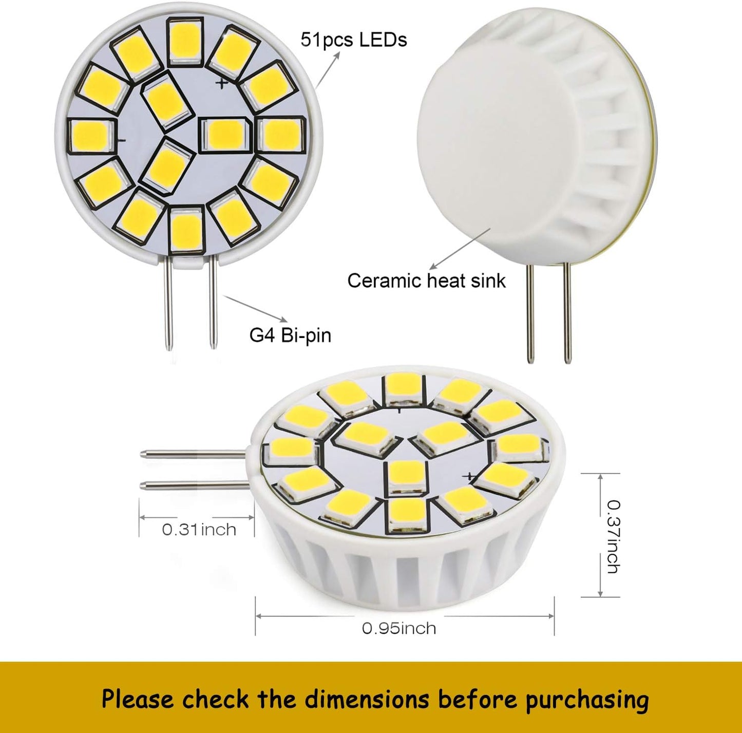 Kohree G4 LED Bulb 12V AC/DC Bi-Pin Base