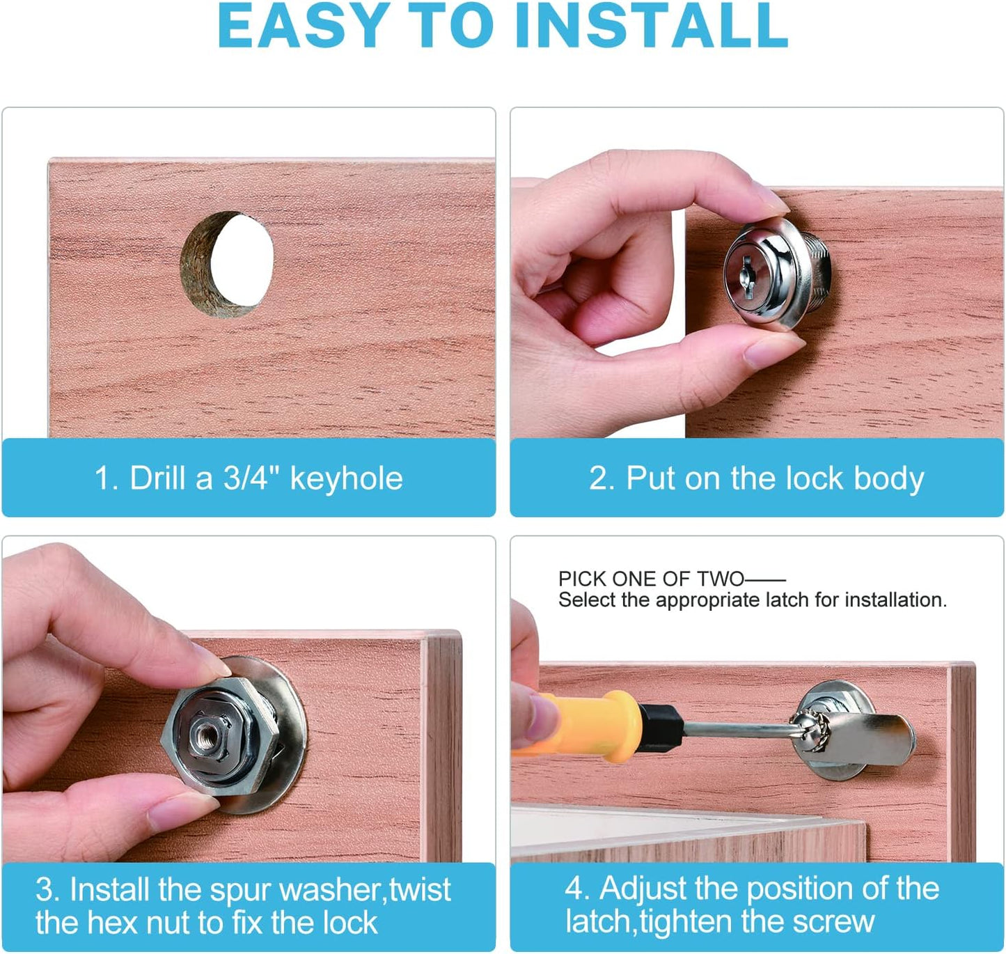 Kohree Upgrade Cabinet Locks with Keys, 5 Pack Cylinder Cabinet Locks keyed Alike